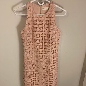 Eliza J Coral Crochet Overlay Dress